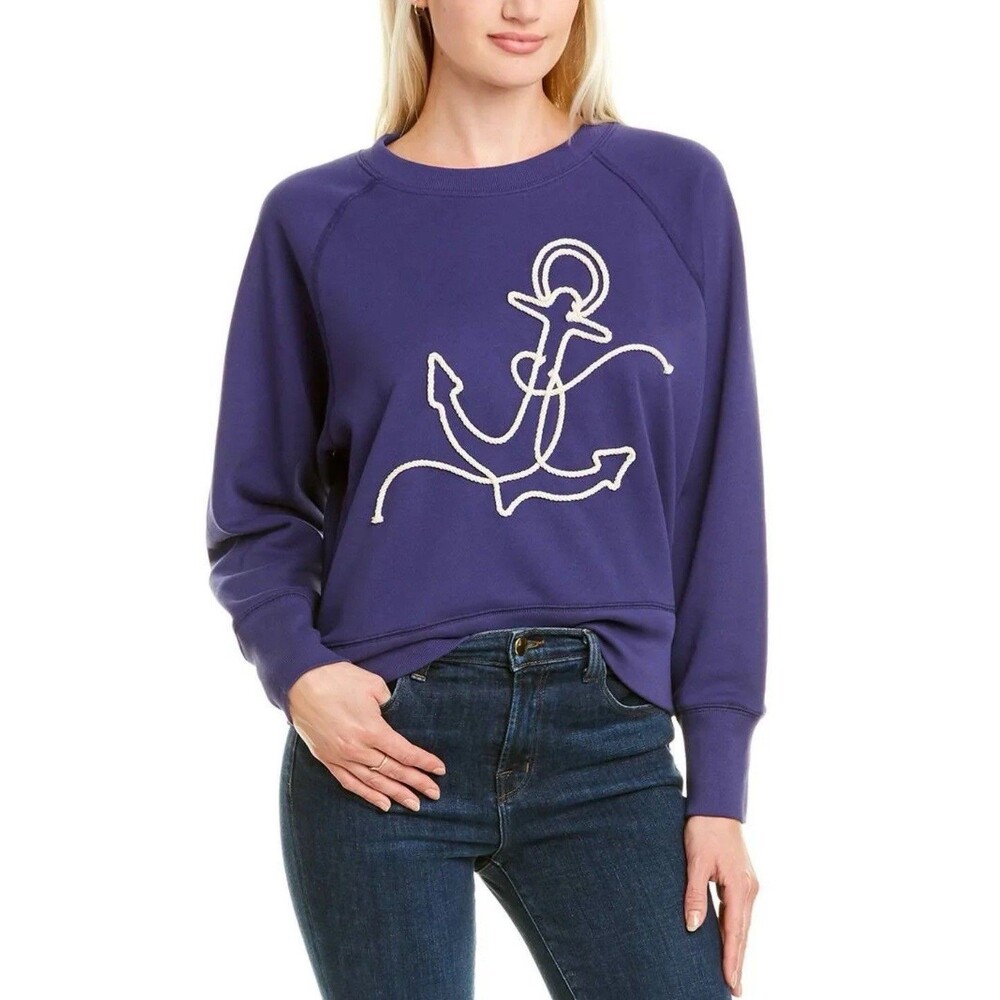 J Crew Women’s Nautical Rope Anchor Sweater Fisherman Purple-XS